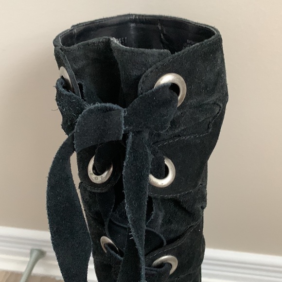 NINE WEST lace-up boots in black suede - Picture 8 of 9